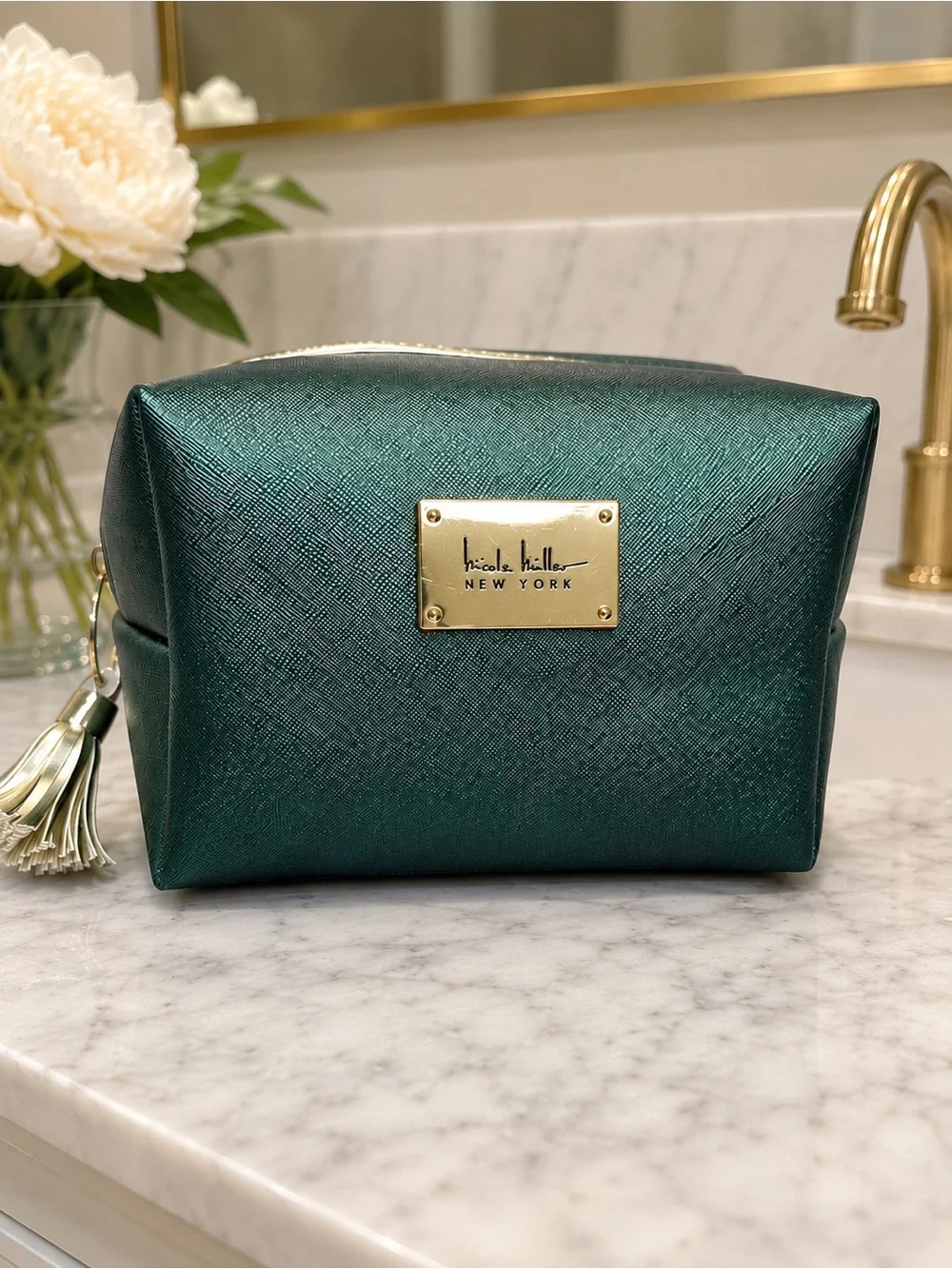 NEW wTAGS 🏷️ NICOLE MILLER Cosmetic Pouch, Attached Vanity Miller, Gold Hardware